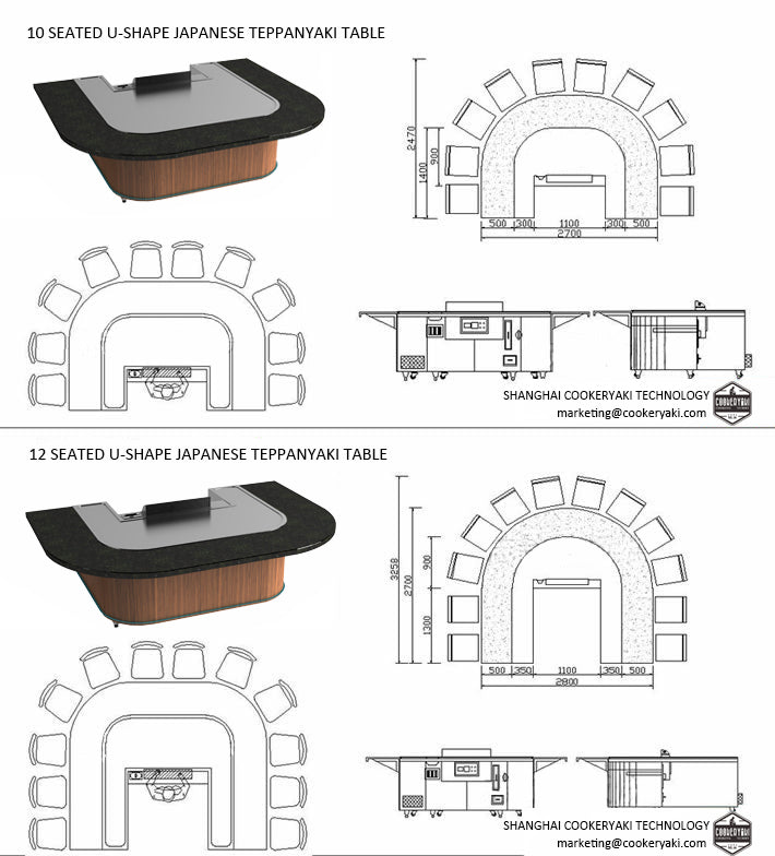 Arched Shaped Teppanyaki Table